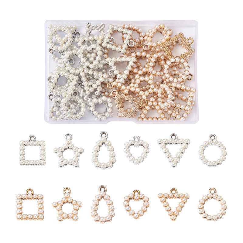 48 sztuk sztuczna perła akrylowy wisiorek trójkąt serce gwiazda mieszane kształty Charms na naszyjnik dynda kolczyki tworzenia biżuterii prezent