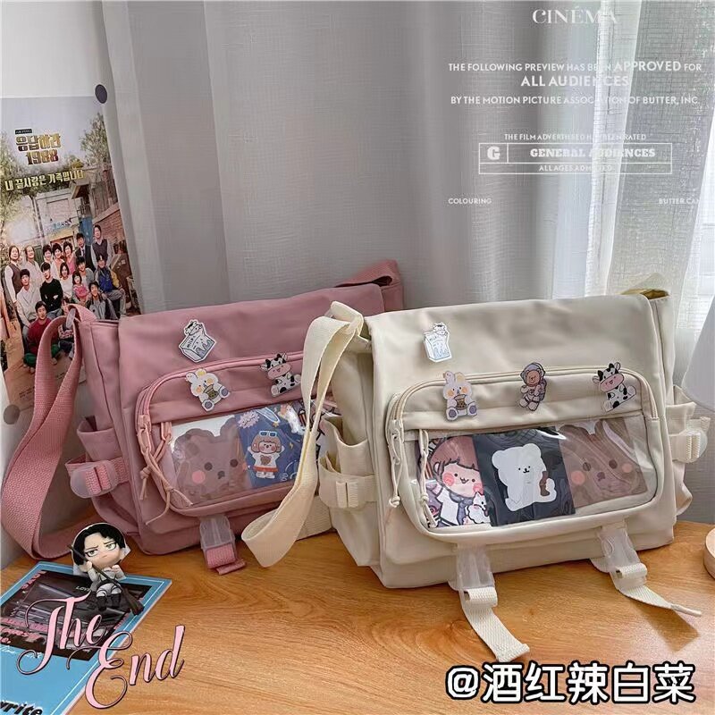 Японские кавайные сумки через плечо для женщин, прозрачные карманы, Студенческая сумка на плечо, сумки JK Ita, сумка для девушек