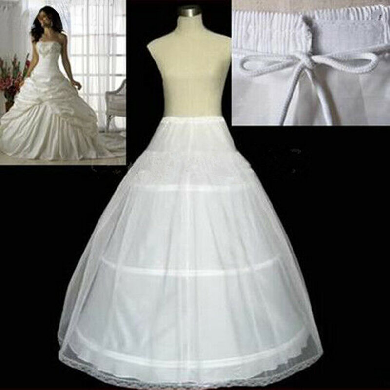 Ukuran Plus Tersedia Kualitas Tinggi 3-HOOP Rok Pengantin Putih Gaun Pernikahan Rok Slip Underskirt Aksesoris Pernikahan