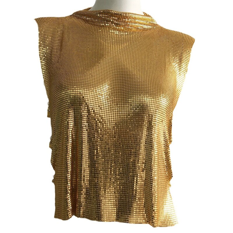 Fashionable And Personalized Metal Sequin Sleeveless Tank Top For Women, Spicy Girl, Sexy Underwear T-Shirt Trend