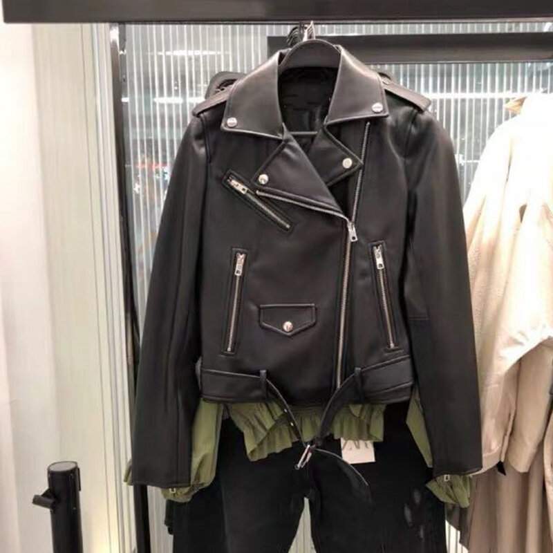 2024 nuova giacca in pelle donna primavera autunno cappotto donna Faux PU giacca da bici giacca in pelle Moto Lady Casual Street Outwear