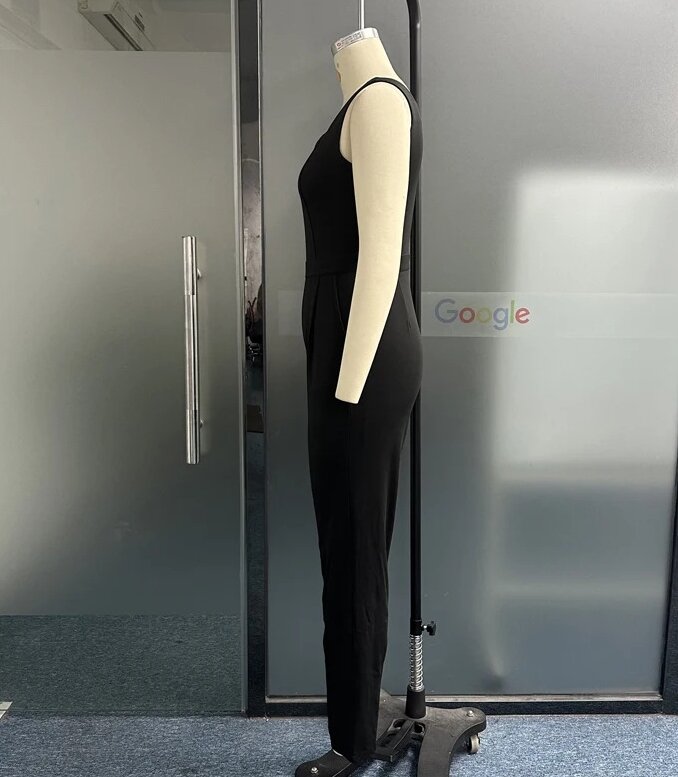 여성용 우아한 슬림 점프수트, 단색 스퀘어 넥 민소매 하이 웨이스트 점프수트, 출퇴근 스타일, 2023 패션