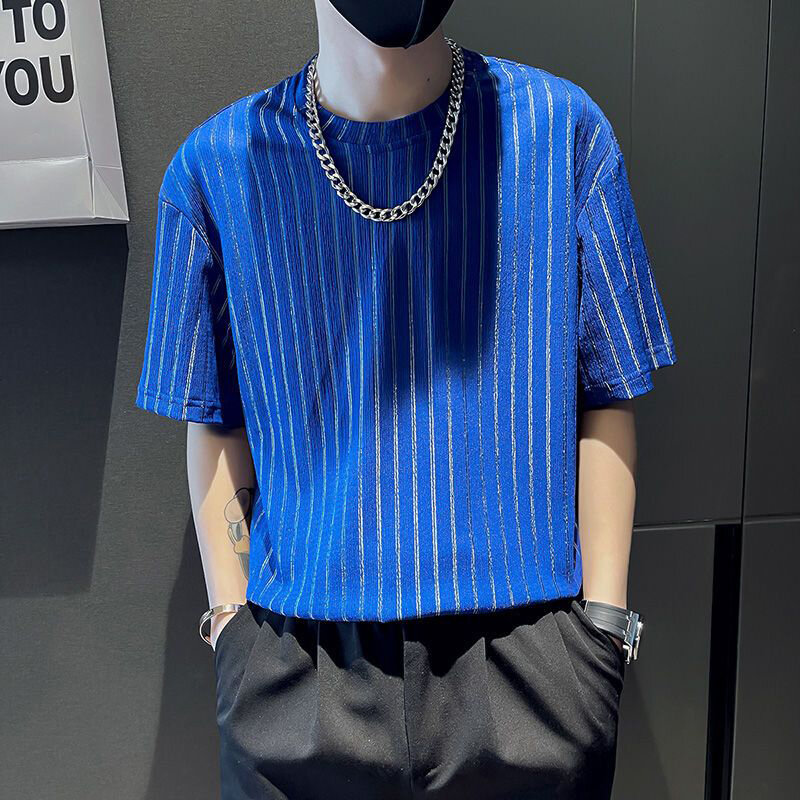 Summer Solid Color Short Sleeve Men Sweatshirt Korean Street Fashion Casual 2xl Oversized T Shirts Harajuku Hip Hop Gym Clothing