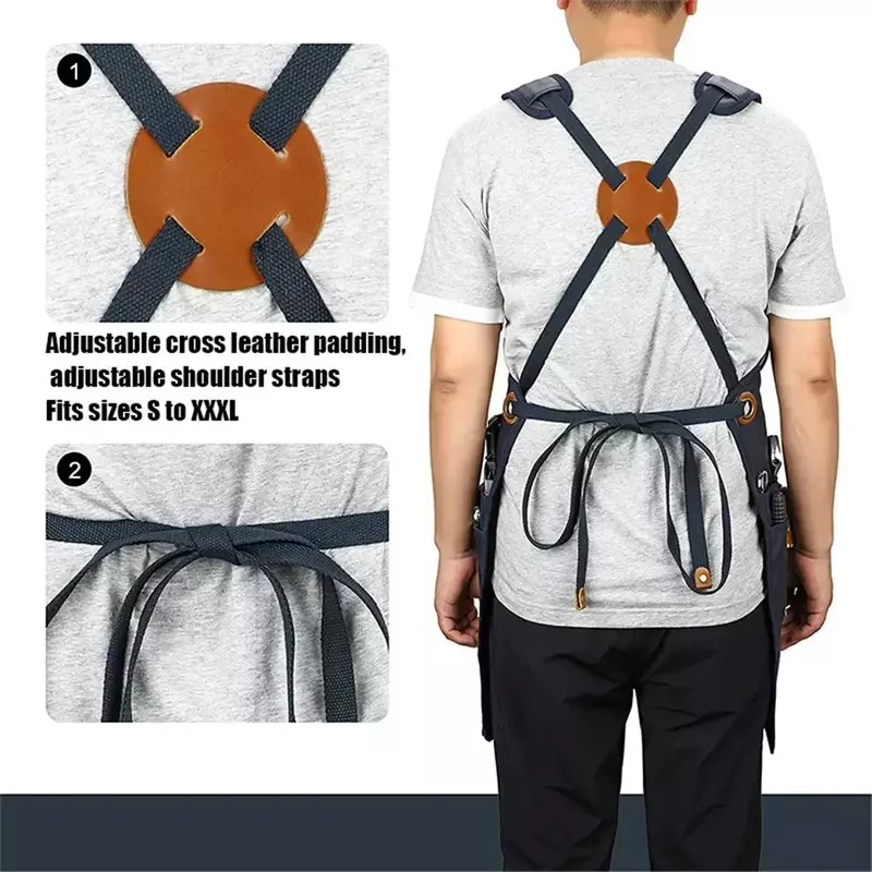 2024 New Type Woodworking Apron Durable Goods Waxed Unisex Canvas Work Apron Apron Waterproof Tools Storage Electrician Backpack