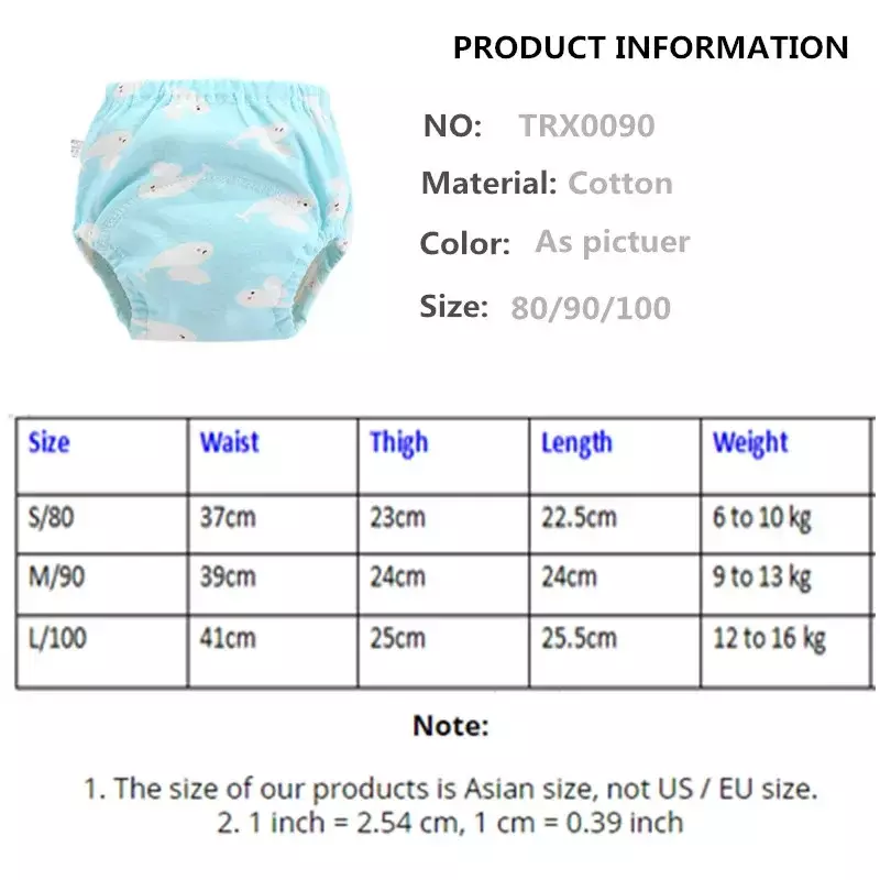 Pantalones de entrenamiento de algodón, bragas impermeables, pañales de tela reutilizables, ropa interior para bebé, 4 Uds./lote