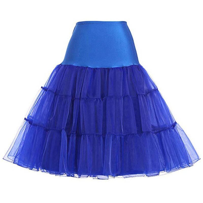 กระโปรงซับใน50S สำหรับผู้หญิงแฟชั่นกระโปรง Tutu crinoline สีฟ้า