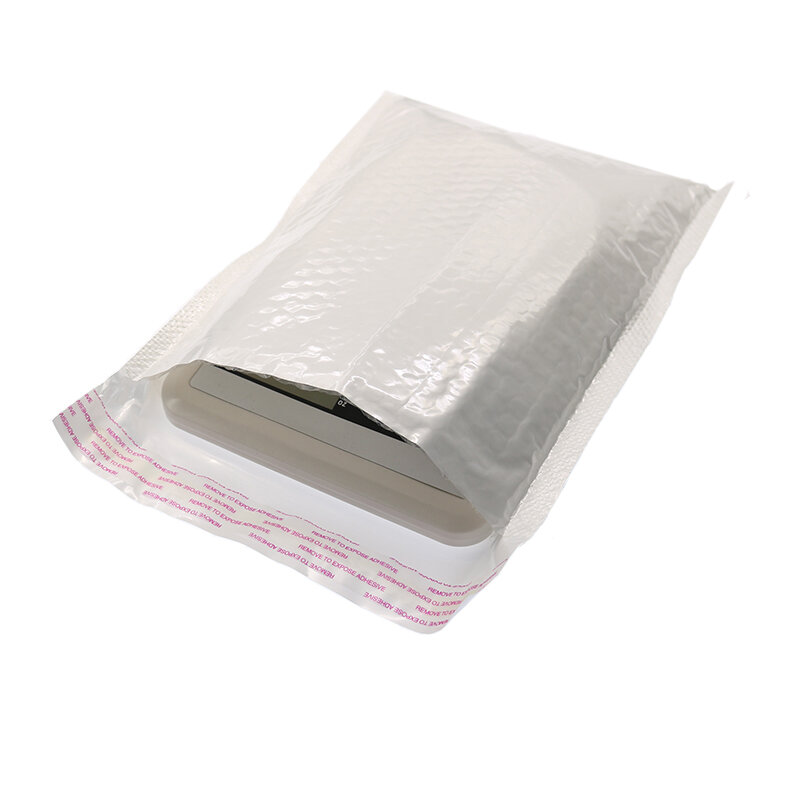 Bolsa de burbujas de polietileno blanco piezas, sobre de película perlada ultraligera, impermeable, a prueba de golpes, para libros de preservación de negocios, 10 unidades