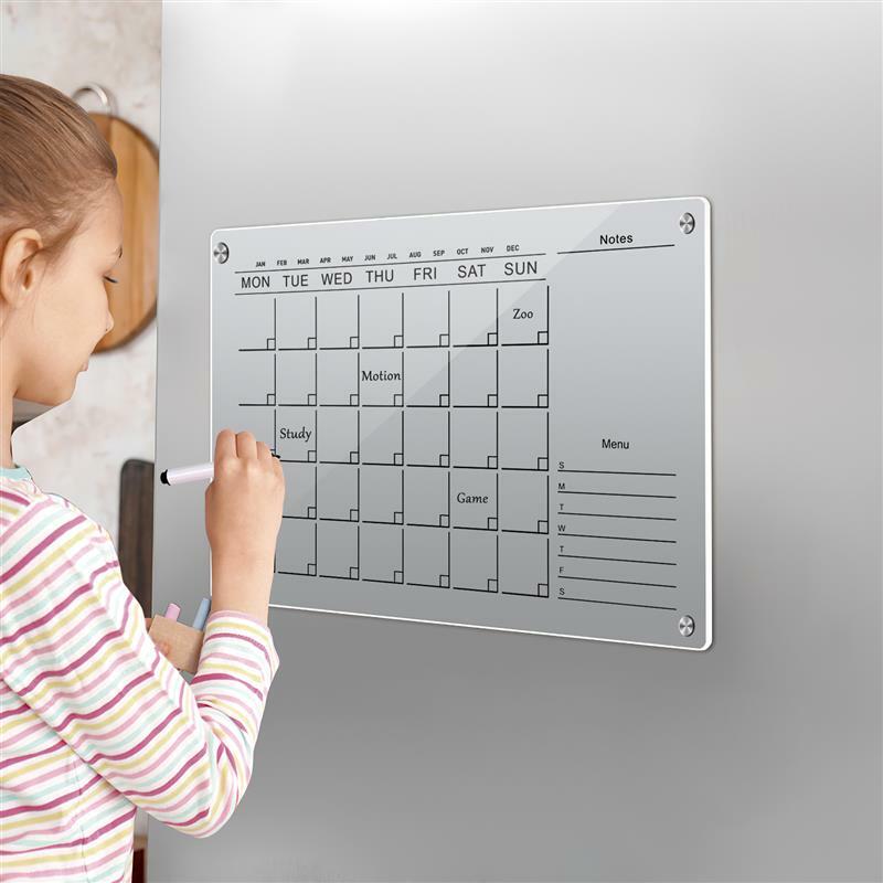 Papan perencana mingguan kalender magnetik papan pijat bening tampilan papan tulis tangan akrilik dinding gantung pesan papan tulis putih