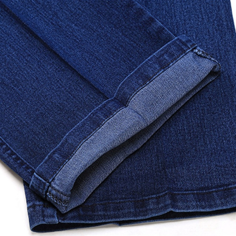 Rozmiar 30-45 męski biznesowy do jeansów klasyczne męskie jeansy ze streczem Plus rozmiar Baggy proste męskie spodnie dżinsowe niebieska bawełna praca dżinsy męskie