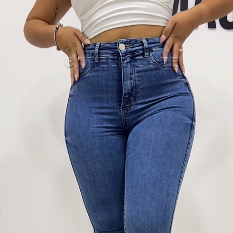 2024 odzież damska Skinny jeansy ze streczem wysoki stan Y2k spodnie dżinsowe casualowe w stylu Streetwear spodnie ołówkowe letnie modne spodnie