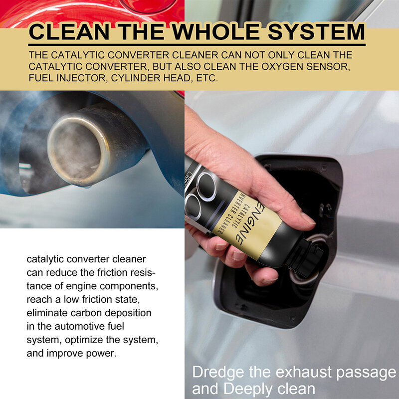 A solução catalítica da limpeza do conversor, melhora o desempenho do motor com mais baixa eficiência e melhor consumo de combustível