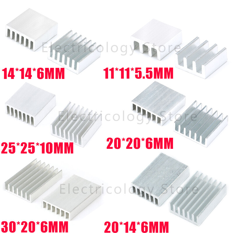 Disipador de calor de aluminio para impresora 3D, radiador de refrigeración para Chip electrónico IC, Raspberry PI, lote de 5 unidades