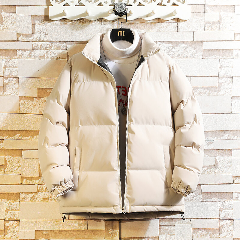 Зимние куртки мужские парки Харадзюку разноцветная пузырьковая куртка с воротником-стойкой Мужская Уличная одежда однотонное пуховое пальто Женская Корейская одежда