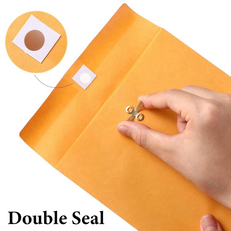 Enveloppes à fermoir avec joint gommé, enveloppes postales à petit fermoir, papier kraft 28lb, en vrac, durables, paquet de 120, 6 po x 9 po