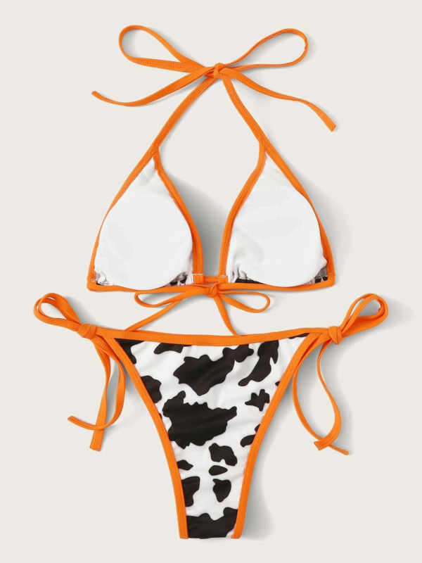 Traje de baño con borde de vaca dividido, bikini sexy para primavera y verano de 2024, Europa y América