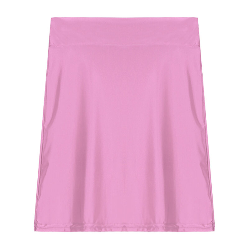 Damska błyszcząca spódnica ołówkowa Jednolity kolor Casual Wysoka talia Elastyczny pas Minispódniczka
