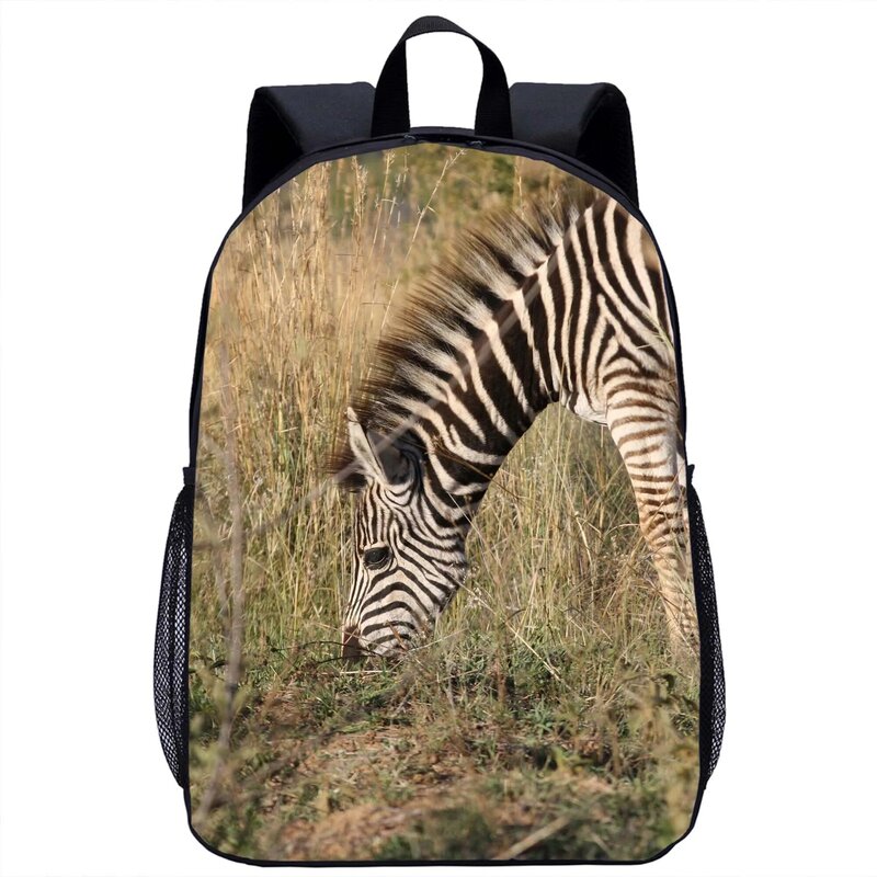 Mochila com zebra e animal print para crianças, mochila escolar casual com design 3d, para laptop, viagens, para menino e menina