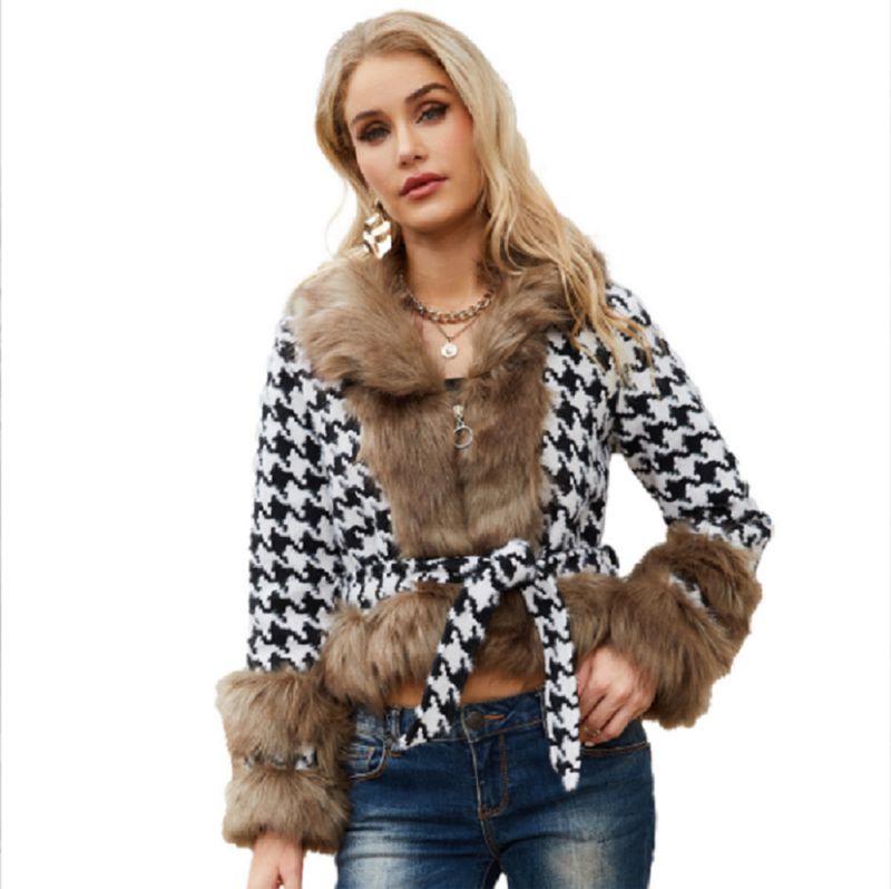 Heißer Verkauf neue Mode Luxus Hahnen tritt Frauen Jacke Herbst Winter Pelz kragen Baumwolle Liner Mantel weibliche lässige schlanke Jacken