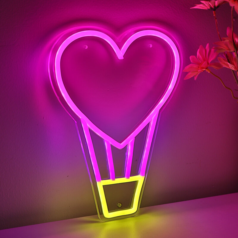 1PC Heart Air Balloon LED Wall Neon Sign For Pub Club Party Event Decoration 8.23''*11.02''