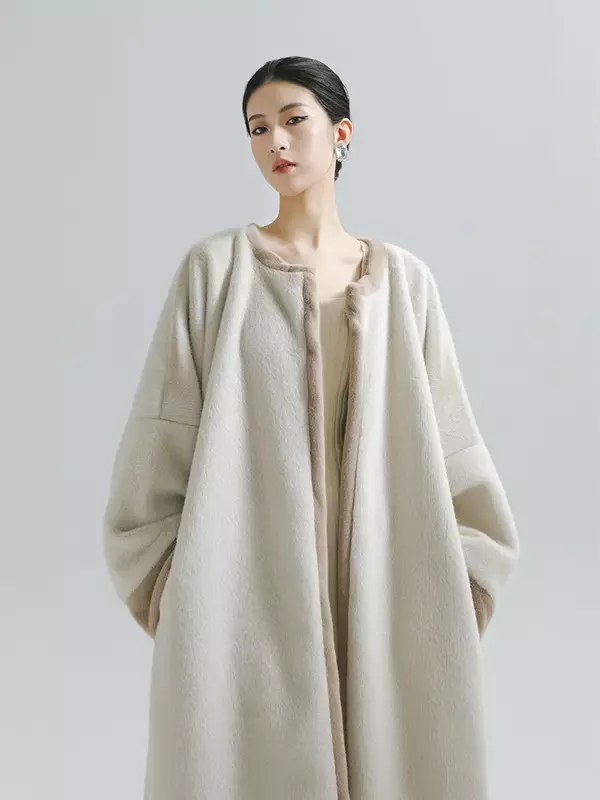 Women's Han Chinese Clothing Round Neck Cardigan Straight Sleeves Autumn and Winter Robe