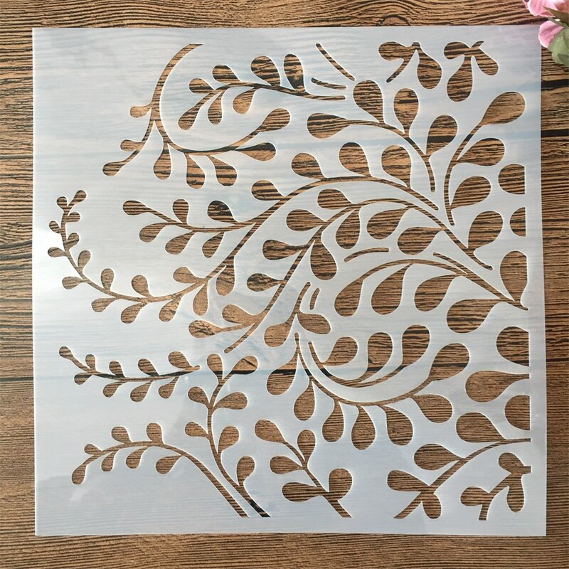 20*20Cm Mandala Leaf Ivy DIY Layering Stensil Lukisan Buku Tempel Mewarnai Album Embossing Template Dekoratif