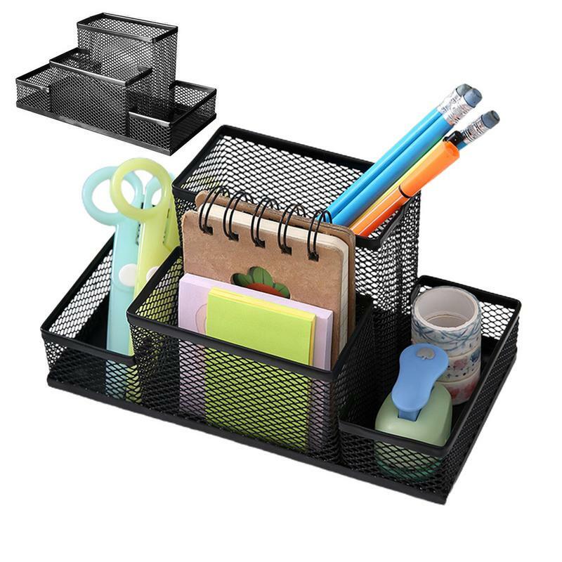 Schowek na długopisy pojemniki biura na biurko organizacji z 4 przegródkami do przechowywania Organizer na biurko na biurko do sypialni w domu