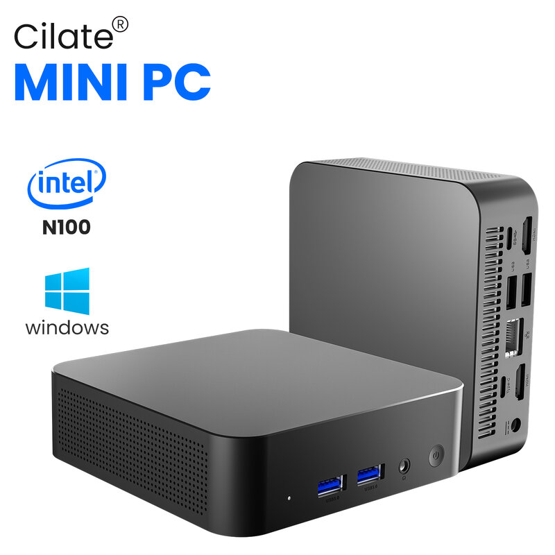 Cilate-Mini PC Intel Alder Lake N100, Windows 11, WiFi5, BT4.2, 16GB, 512GB, ordenador de escritorio para juegos tipo C, 4K, 60Hz, RGB, nvidia