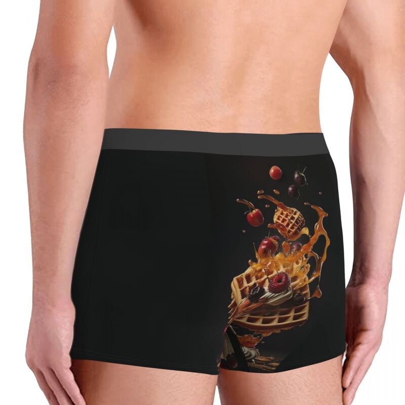 Nutty Chocolate Ice Cream Waffle Men's Boxer Briefs, Highly Breathable Underwear,Top Quality 3D Print Shorts Gift Idea