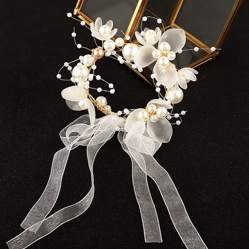 Braccialetto di nastro di perle per la sposa matrimonio damigella d'onore bambini fata sorella stile coreano bella festa accessori Boutonniere