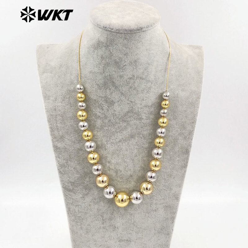 WT-JFN17 gorąca sprzedaż wysokiej jakości złote srebrne koraliki regulowana długość naszyjnik dla kobiet akcesoria imprezowe