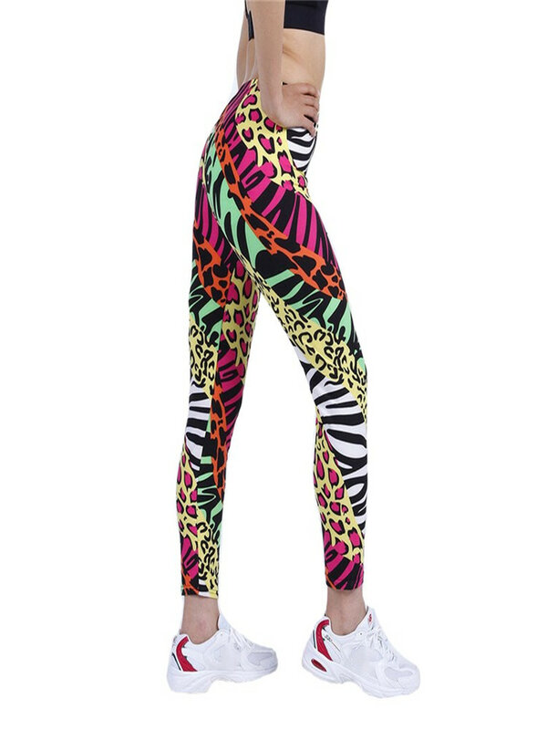 Yrrety sexy mulheres leggings push up de fitness fino cintura alta mujer leopard estampado padrão malha esporte elástico activewear calças