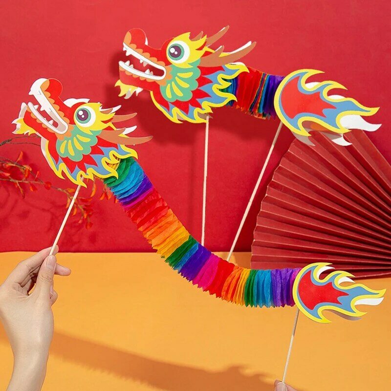 Guirnalda de dragones de papel hecha a mano, linternas colgantes de otoño, adornos 3D, decoración de Primavera de fiesta, bricolaje, nuevo Festival