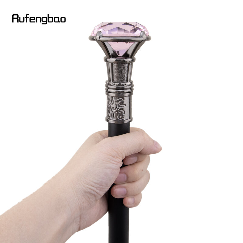 Pink Diamond Type Silver Single Joint Walking Stick Decorative Cospaly Party Fashionable Walking Cane Halloween Crosier 93cm