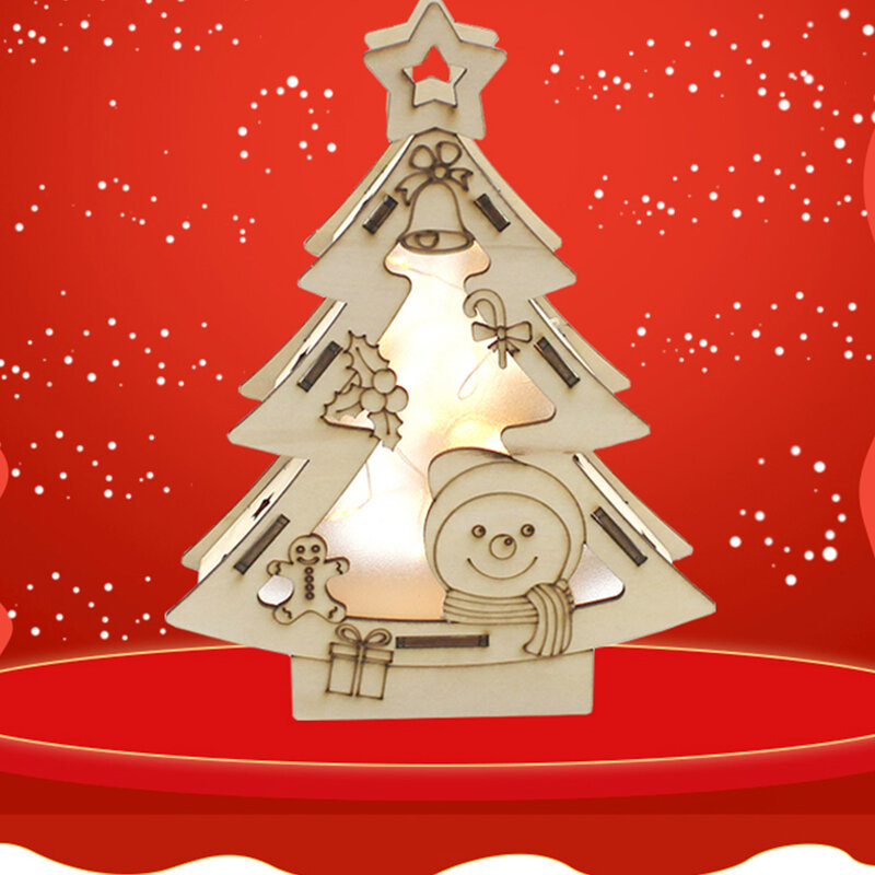 Árbol de Navidad LED de madera para decoraciones del hogar, regalo de vacaciones, juguetes de experimentos para STEM, juguetes educativos DIY