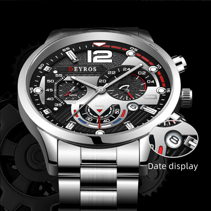 Moda męskie zegarki luksusowe czarne skórzane kwarcowy zegarek data zegarek świetlny dla mężczyzn Business Casual mężczyzna zegar Reloj Hombre
