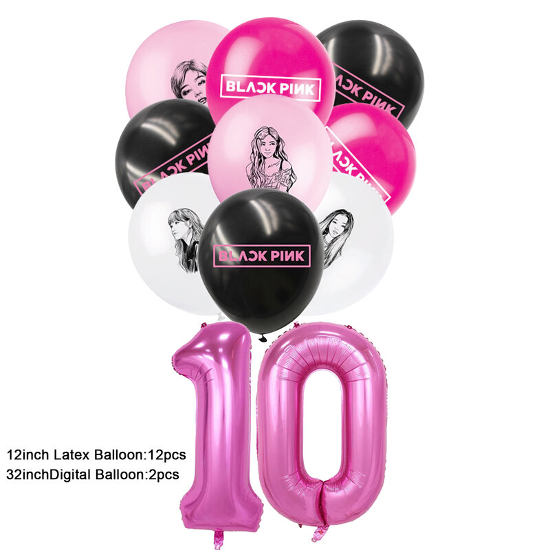 만화 디즈니 여자 팀 블랙 핑크 생일 파티 장식 용품, 일회용 식기 풍선, 베이비 샤워 소녀, 아이 선물