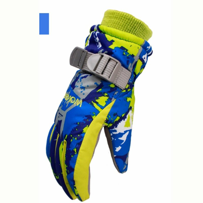 Sarung tangan pola geometris antiair uniseks, sarung tangan luar ruangan musim dingin tahan angin hangat antilembap untuk ski seluncur salju