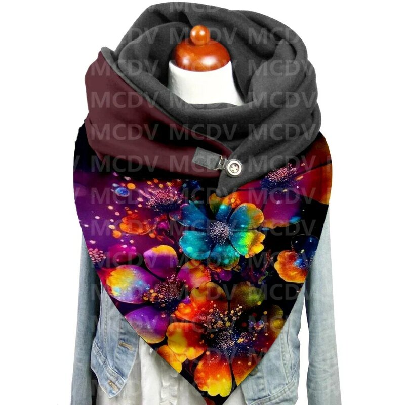 여성용 꽃 3D 프린트 캐주얼 스카프 및 숄, 따뜻하고 편안한 스카프