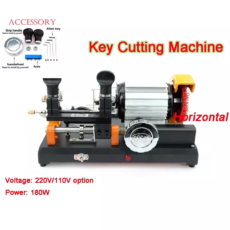 Máquina de corte chave horizontal para fazer a chave, máquina duplicadora chave, ferramentas do serralheiro, 220V, 110V, 180W