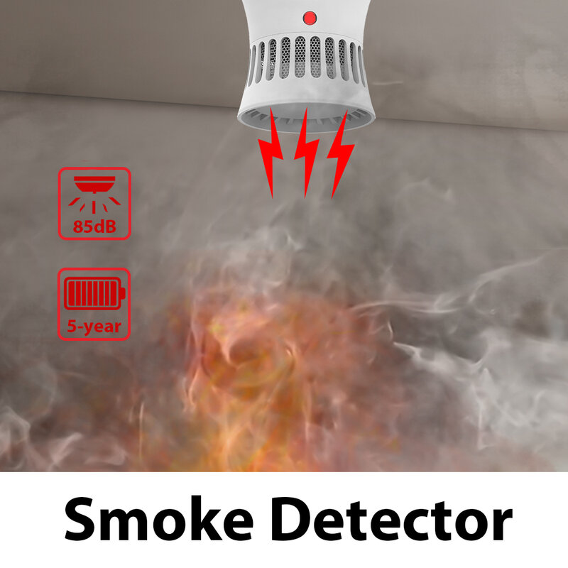 Cpvan火災警報器85db音独立煙探知器ホームセキュリティシステム無煙消防士保護煙警報センサー