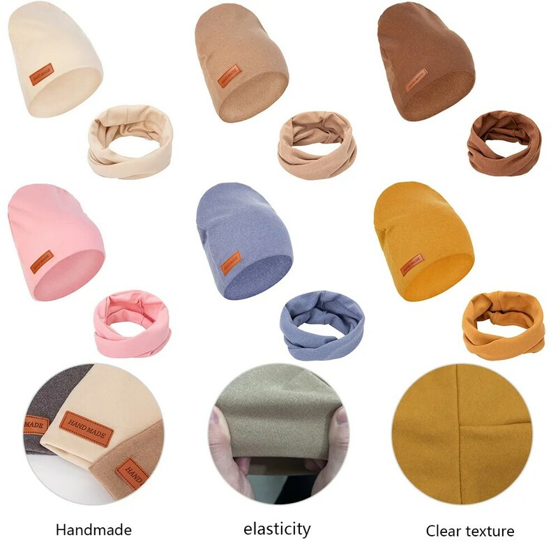 2 шт./партия, детские шапки-тюрбан из искусственного кашемира, шарф, комплект для новорожденных детей, кожаные зимние двухслойные шапки, модные головные уборы