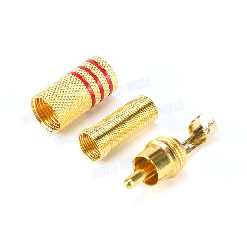 Gold Plated Plum Blossom Plug Red/Black Audio and Video Plug Lotus Plug Wireable Audio and Video Plug