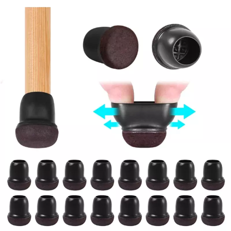 16 buah pelindung lantai kaki kursi silikon hitam dengan bangku Bar tertutup topi kaki kursi penutup pelindung kaki furnitur