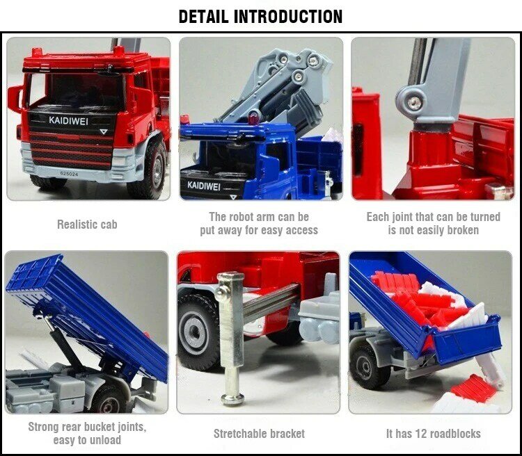 Kaidiwei modello di camion montato gru trasporto Dumper 1/50 lega ingegneria veicolo modello di auto giocattoli di simulazione per i regali dei ragazzi