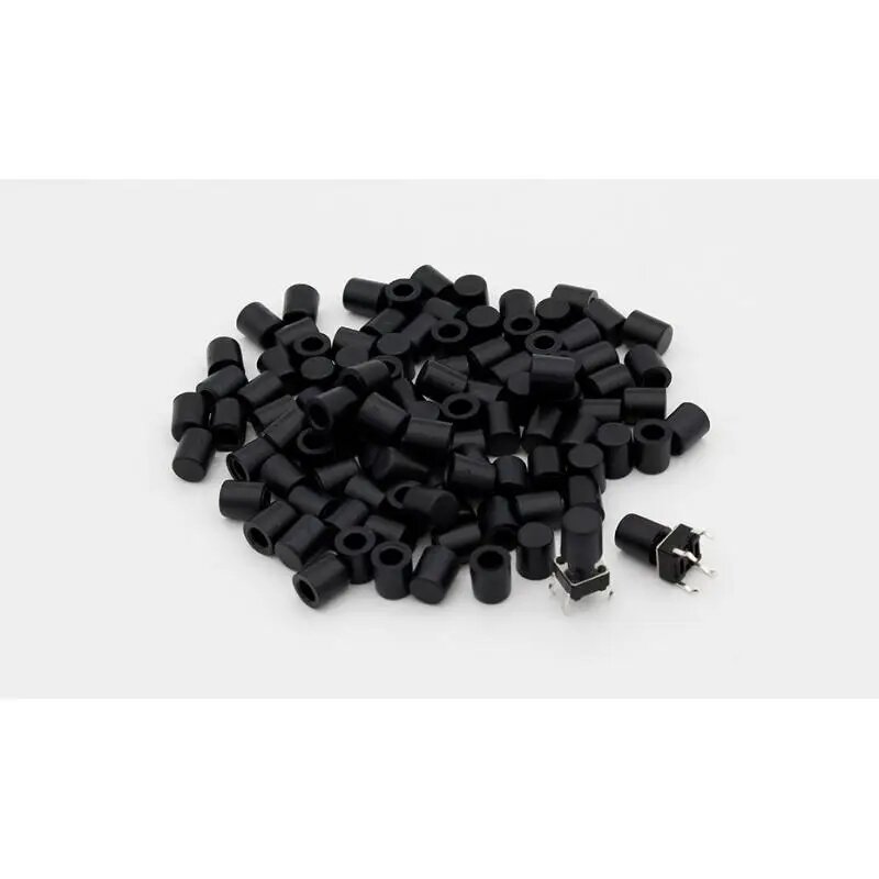黒いプラスチック製のキャップ100,6x6mm,触覚,ボタン,カバー,ピース/ロット