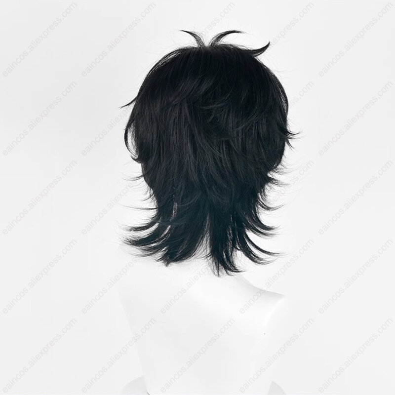 애니메이션 토루 후지사키 코스프레 가발, 지미 블랙 그린 짧은 가발, 내열성 합성 헤어, 38cm