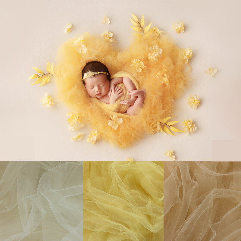 Newborn Photography Props Sheer Mesh Background Blanket Baby Swaddle Wrap Studio Infant Posing Photo Decorative Accessories