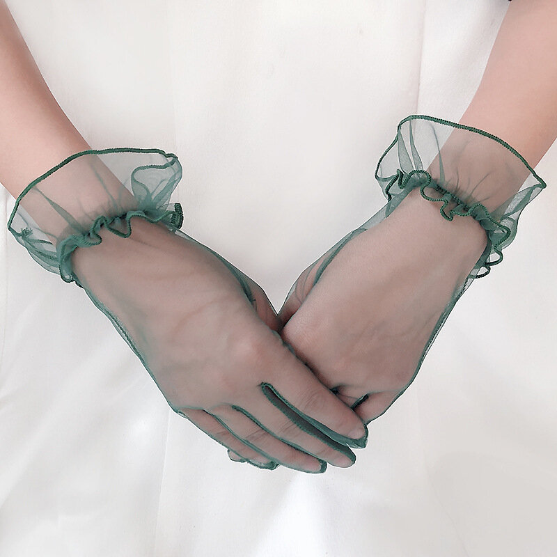 Guanti estivi in pizzo trasparente guanti da sposa per donna guanti corti da donna di moda guanti eleganti femminili in rete di protezione solare