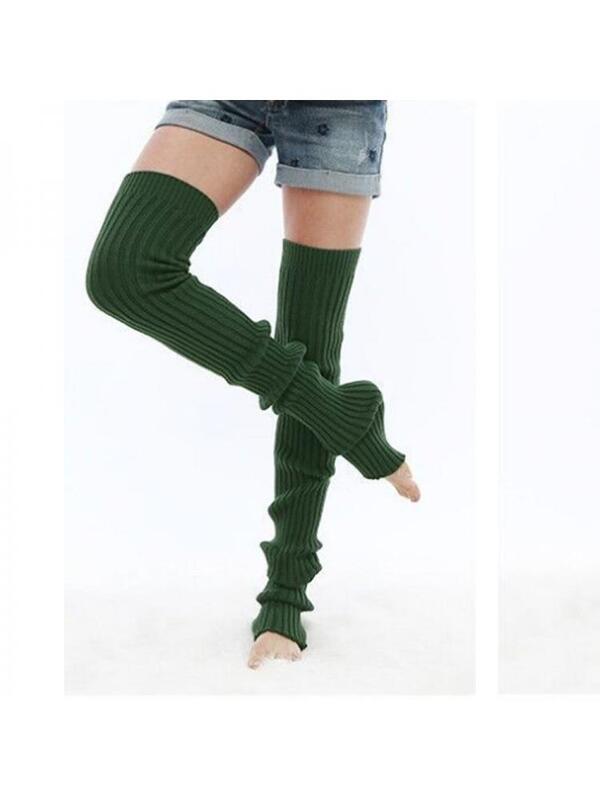 Calcetines de baile para mujer, medias largas y gruesas de lana tejidas por encima de la rodilla, almohadillas calientes para invierno