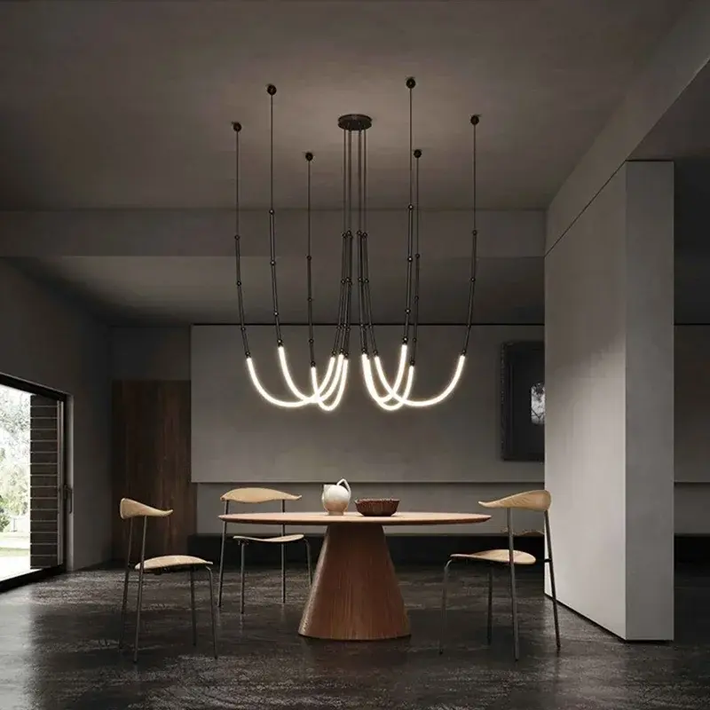 Nordic Moderne Kunst Lijn Led Hanglampen Opknoping Lamp Voor Eetkamer/Woonkamer Thuis Art Decoration Lichtpunt